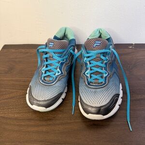 FILA Women's Memory Foam Blue & Teal Athletic Running Shoes - Size 8